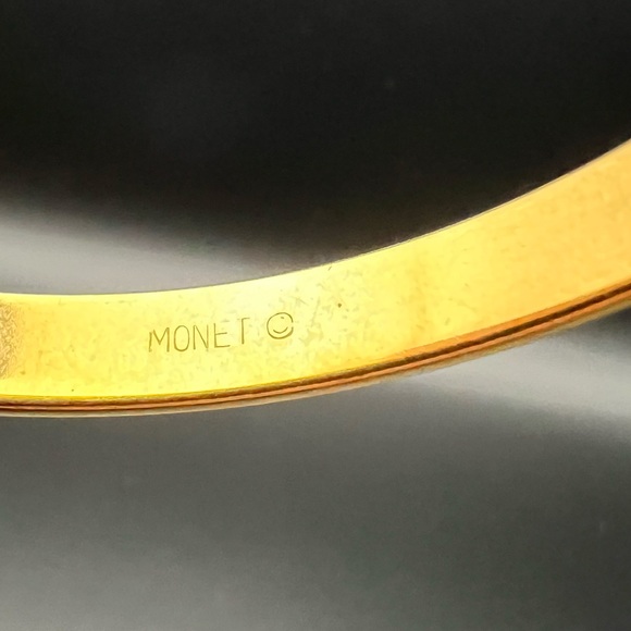 Monet Signed Gold Tone Bangle Bracelet - Picture 3 of 3
